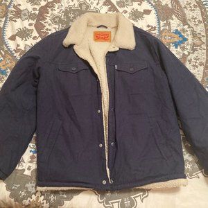 Levi Sherpa Jacket Navy Blue Size Large